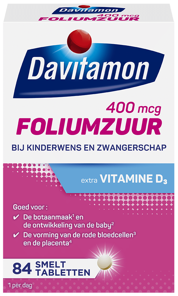 Davitamon Foliumzuur met Vitamine D<sub>3</sub> – 84 tabletten