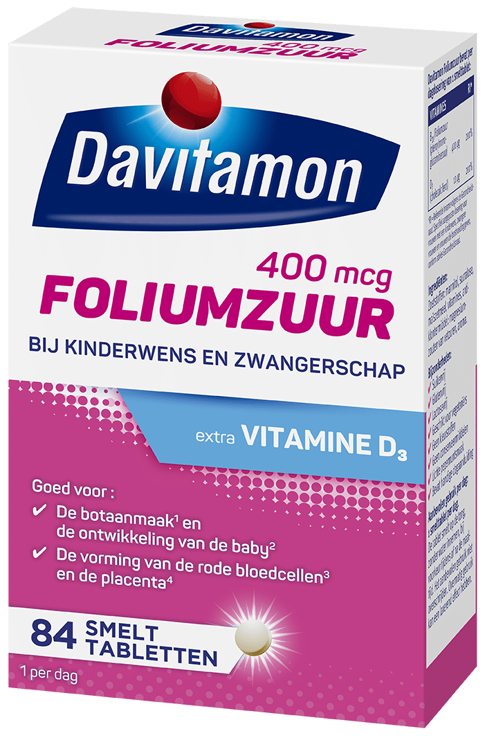 Wafel instant Interactie Davitamon Foliumzuur met Vitamine D3: bij kinderwens