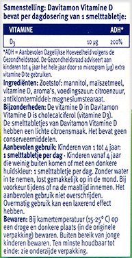 Davitamon Vitamine D Kinderen Smelttabletten Ingredienten