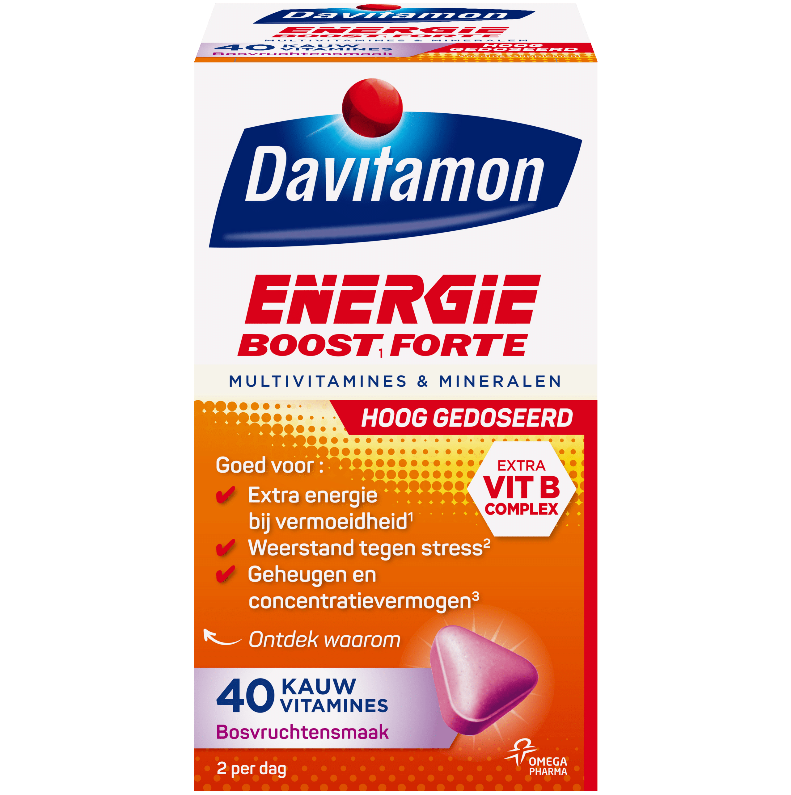 Davitamon Energie Boost Forte Kauwvitamines Verpakking