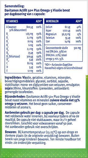 Davitamon ActiFit 50+ Visolie Tabletten Ingredienten
