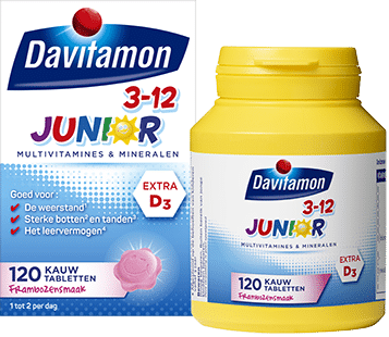 Davitamon Junior 3-12 Framboos – 120 kauwtabletten