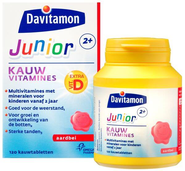 Davitamon Junior 2+ Aardbei – <br>120 kauwvitamines