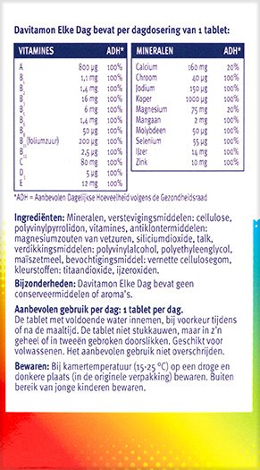 Davitamon Elke Dag Tabletten Ingredienten