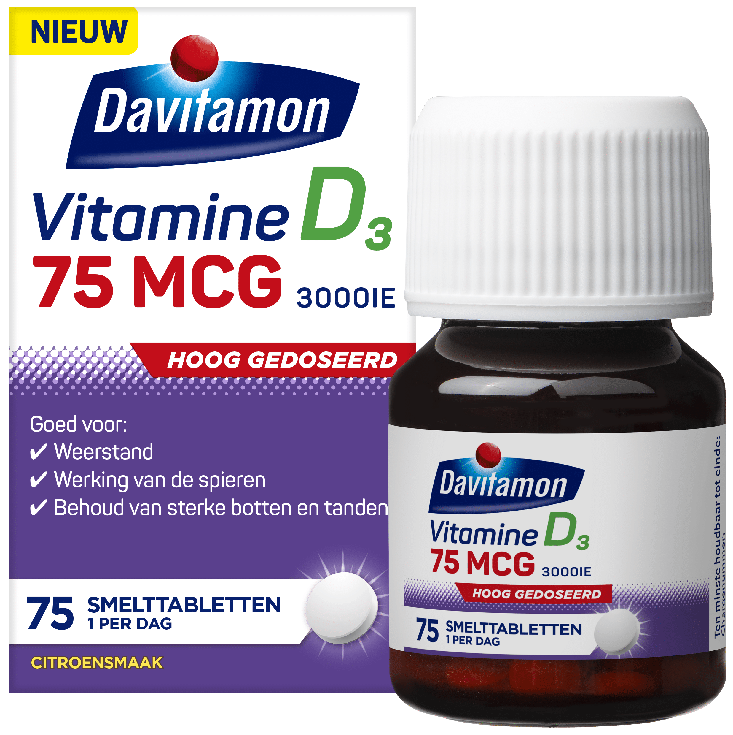 Davitamon Vitamine D3 Hoog gedoseerd – 75 smelttabletten