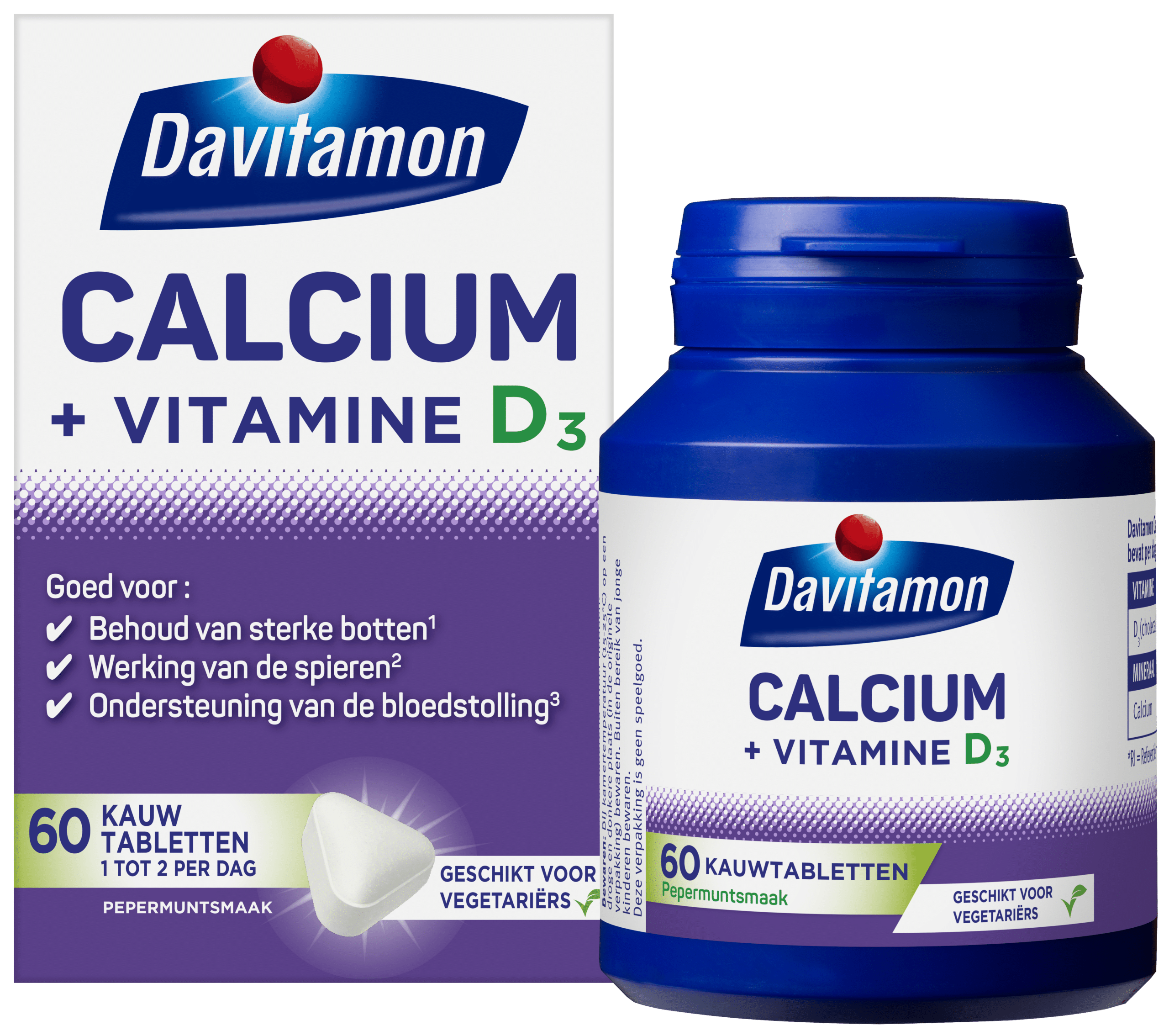Davitamon Calcium + Vitamine D3 – 60 kauwtabletten