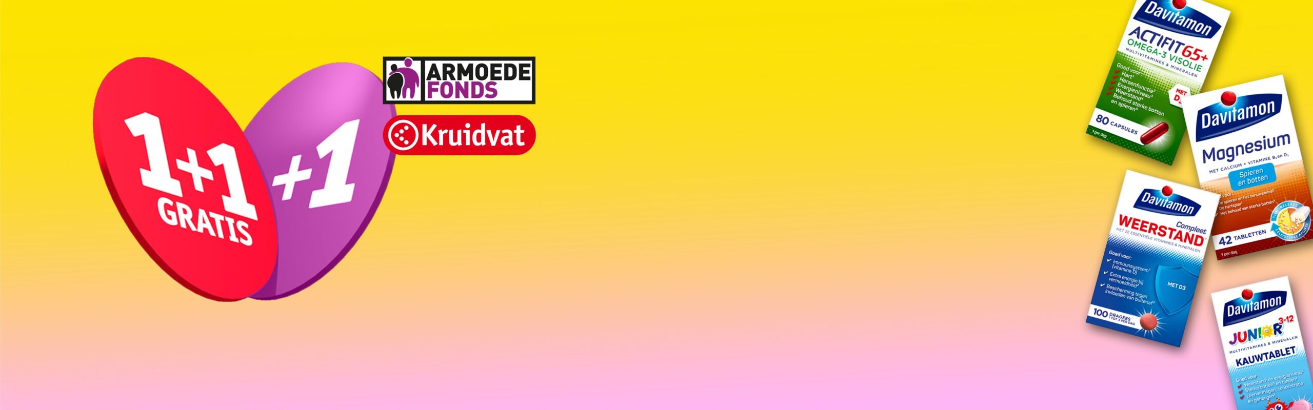 Davitamon aanbieding Kruidvat 1+1 en armoedefonds